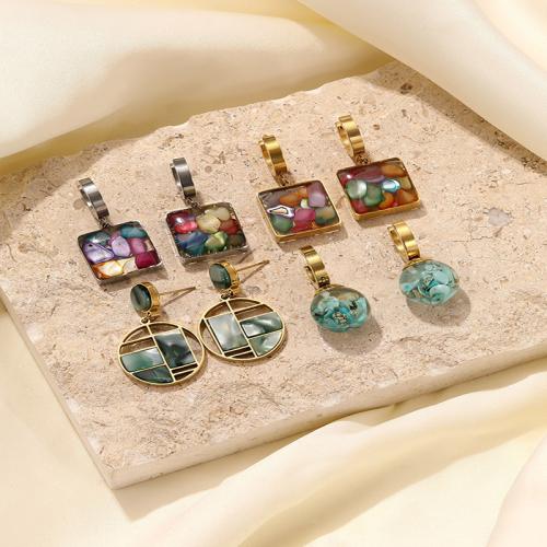 Boucle d'oreille Acier Titane, avec turquoise, bijoux de mode & styles différents pour le choix & pour femme, plus de couleurs à choisir, Vendu par paire
