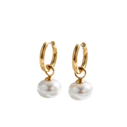 Titan Stahl Ohrring, Titanstahl, mit Kunststoff Perlen, Modeschmuck & für Frau, keine, 35mm, verkauft von Paar
