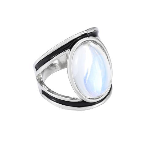 Κράμα ψευδάργυρου δάχτυλο του δακτυλίου, με Sea Opal, κοσμήματα μόδας & διαφορετικό μέγεθος για την επιλογή & για τη γυναίκα, ασήμι, Sold Με PC