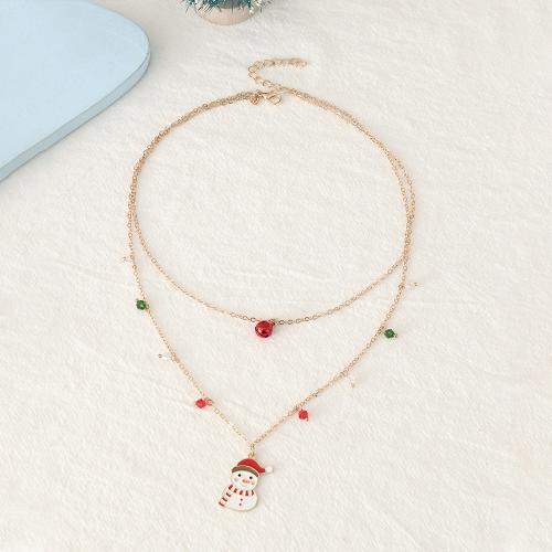 Christmas Necklaces, Tibetan Style, with 5cm extender chain, Double Layer & Christmas Design & fashion jewelry & for woman, Length:Approx 40.2 cm, Sold By PC