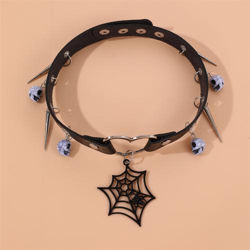 Halloween-Halskette, Zinklegierung, mit PU Leder, Design für Halloween & Modeschmuck & verschiedene Stile für Wahl & für Frau, verkauft von PC
