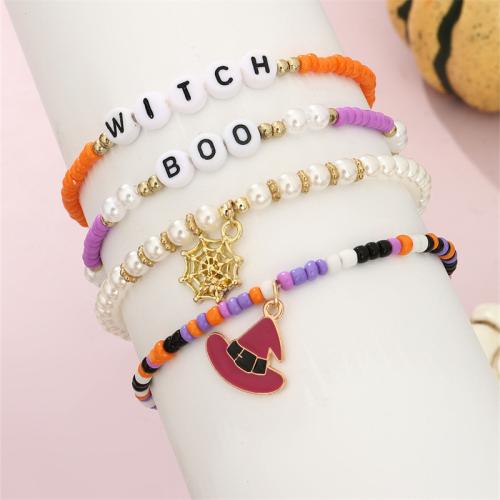 Halloween Bracelet Zinc Alloy with Seedbead & Plastic Pearl fashion jewelry & for woman Sold By Set