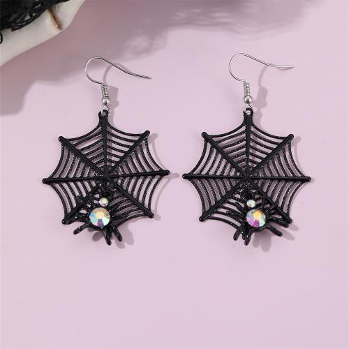 Nuevas joyas y decoraciones populares de Halloween, aleación de zinc, con Plástico, tela de araña, Diseño de Halloween & Joyería & para mujer, 39x61mm, Vendido por Par