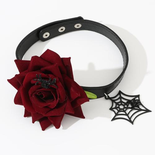 Halloween Necklace, PU Leather, Rose, Halloween Design & fashion jewelry & for woman, Length:Approx 42.5 cm, Sold By PC