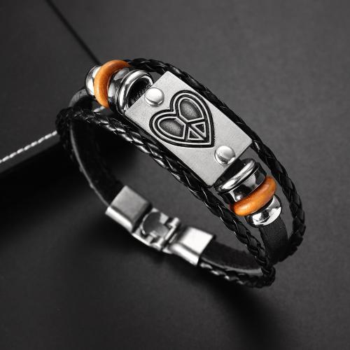 Bracelets cordon PU, alliage de zinc, avec cuir PU, bijoux de mode & unisexe, Longueur:Environ 21 cm, Vendu par PC