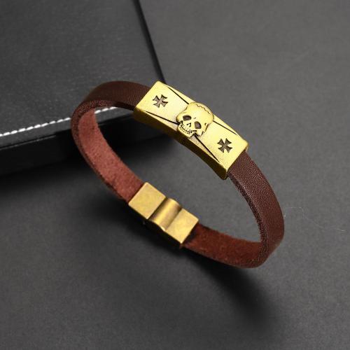 PU Leather Cord Bracelets Zinc Alloy with PU Leather fashion jewelry & Unisex Length Approx 21 cm Sold By PC