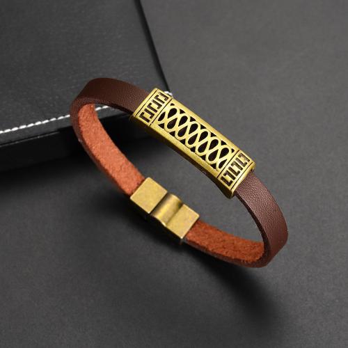 PU Leather Cord Bracelets Zinc Alloy with PU Leather fashion jewelry & Unisex Length Approx 21 cm Sold By PC
