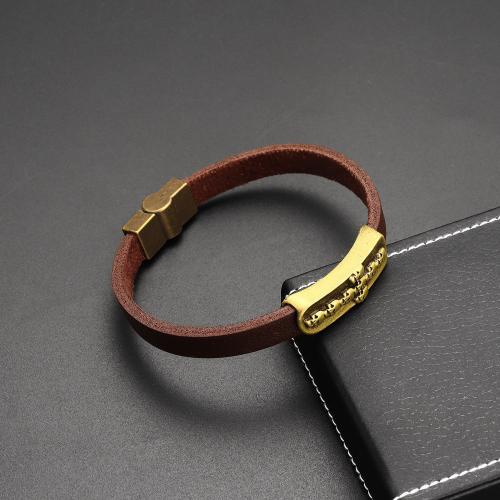 Bracelets cordon PU, alliage de zinc, avec cuir PU, bijoux de mode & unisexe, Longueur Environ 21 cm, Vendu par PC