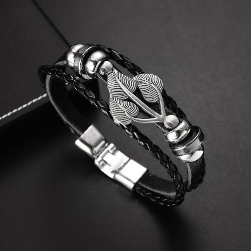 Bracelets cordon PU, alliage de zinc, avec cuir PU, bijoux de mode & unisexe, plus de couleurs à choisir, Longueur Environ 21 cm, Vendu par PC