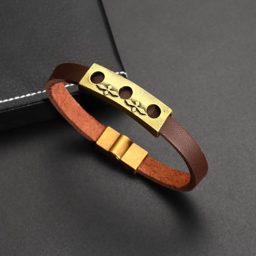 Bracelets cordon PU, alliage de zinc, avec cuir PU, bijoux de mode & pour homme, Longueur:Environ 21 cm, Vendu par PC
