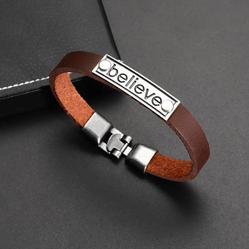 Quelques Bracelet à et Bangle, alliage de zinc, avec cuir PU, bijoux de mode & unisexe, Longueur:Environ 21 cm, Vendu par PC