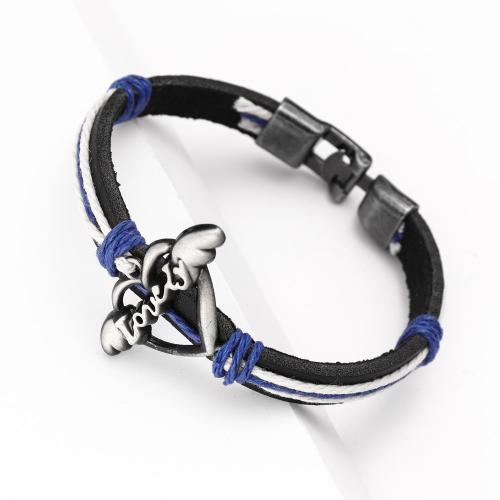 Bracelets cordon PU, alliage de zinc, avec cuir PU, bijoux de mode & unisexe, plus de couleurs à choisir, Longueur:Environ 17 cm, Vendu par PC