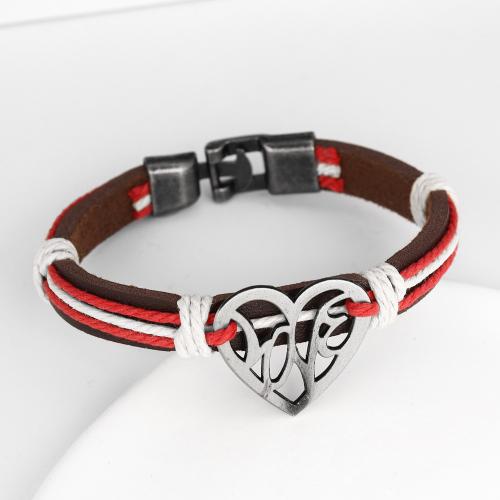 Couple Bracelet and Bangle Zinc Alloy with PU Leather fashion jewelry & Unisex Length Approx 21 cm Sold By PC