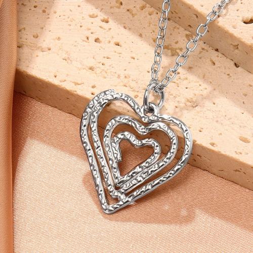 Titanium Steel Necklace Heart fashion jewelry & Unisex Length Approx 60 cm Sold By PC