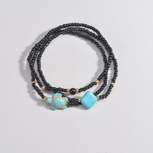 Fashion Jewelry Anklet, Seedbead, avec turquoise, trois pièces & bijoux de mode & pour femme, Vendu par fixé