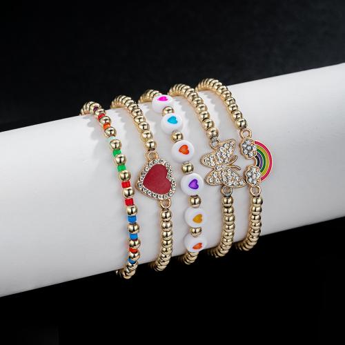 Tibetan Style Bracelet, 5 pieces & fashion jewelry & for woman & with rhinestone, Sold By Set