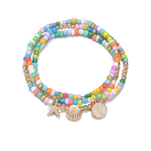 Bracelet de cheville en alliage de zinc, avec Seedbead, bijoux de mode & pour femme, plus de couleurs à choisir, Vendu par fixé