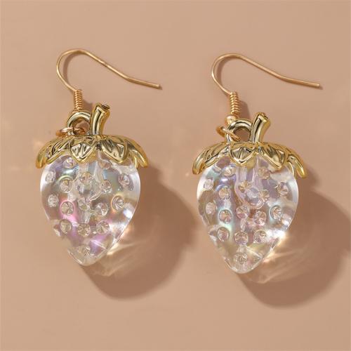 Zinc Alloy Drop Earrings with Resin Strawberry fashion jewelry & for woman Sold By Pair