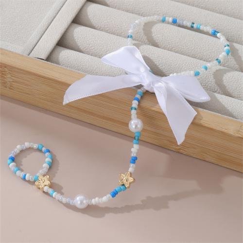 Seedbead Toe Anklet, with Plastic Pearl, fashion jewelry & for woman, Sold By PC