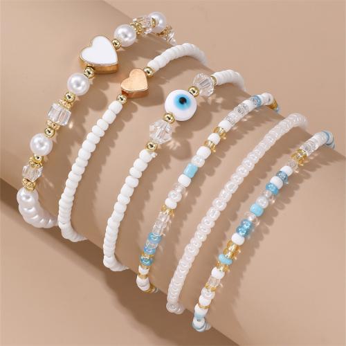 Bracelet Evil Eye bijoux, Seedbead, 6 pièces & bijoux de mode & pour femme, plus de couleurs à choisir, Vendu par fixé