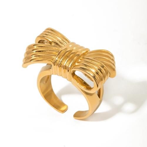 ステンレス鋼の指環, 304ステンレススチール, 蝶々結び, 18Kゴールドメッキ, ファッションジュエリー & 女性用, 金色, 売り手 パソコン