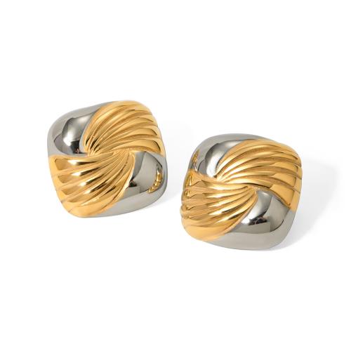 Stainless Steel Stud Earrings, 304 Stainless Steel, Vacuum Ion Plating, fashion jewelry & for woman, 25.40x25mm, Sold By Pair
