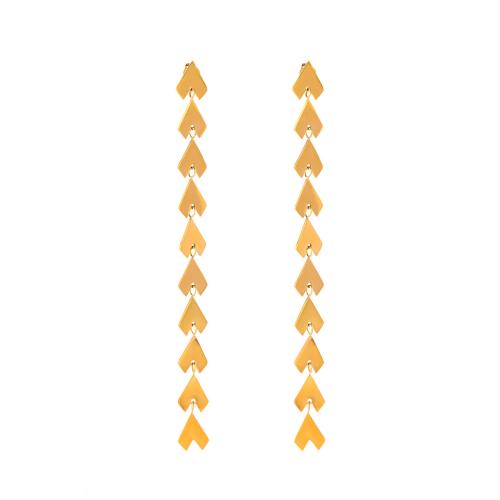 Stainless Steel Drop Earring, 304 Stainless Steel, 18K gold plated, fashion jewelry & different size for choice & for woman, golden, Sold By Pair