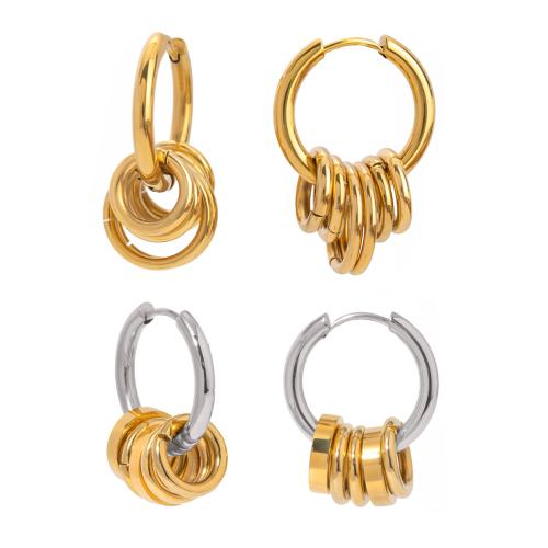 Huggie Hoop Drop Earring, 304 Stainless Steel, Vacuum Ion Plating, fashion jewelry & for woman, more colors for choice, Sold By Pair