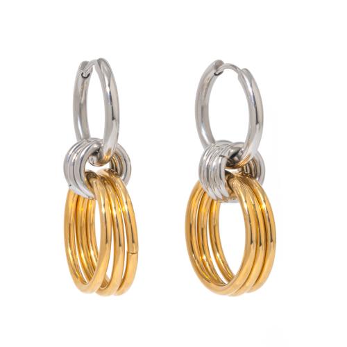 Huggie Hoop Drop Earring, 304 Stainless Steel, Vacuum Ion Plating, fashion jewelry & for woman, 40.20x21.60mm, Sold By Pair