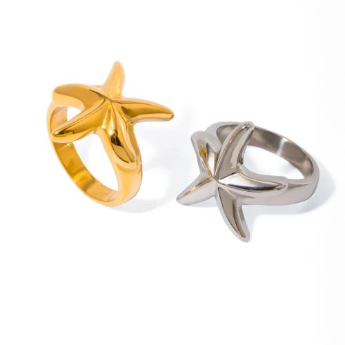 Stainless Steel Finger Ring, 304 Stainless Steel, Starfish, Vacuum Ion Plating, fashion jewelry & different size for choice & for woman, more colors for choice, Sold By PC