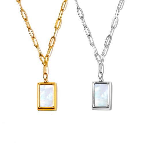 التيتانيوم الصلب قلادة, مع شل الأبيض, مع 5cm سلسلة الموسع, مجوهرات الموضة & للمرأة, المزيد من الألوان للاختيار, 17x10mm, طول تقريبا 40 سم, تباع بواسطة PC