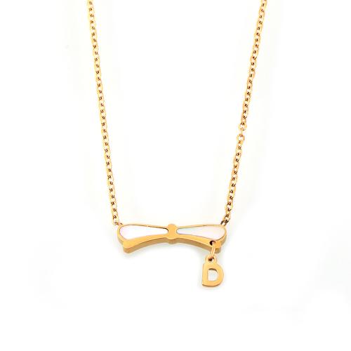 Titanstahl Halskette, mit Weiße Muschel, Modeschmuck & für Frau, goldfarben, 6x12mm, Länge:ca. 40 cm, verkauft von PC