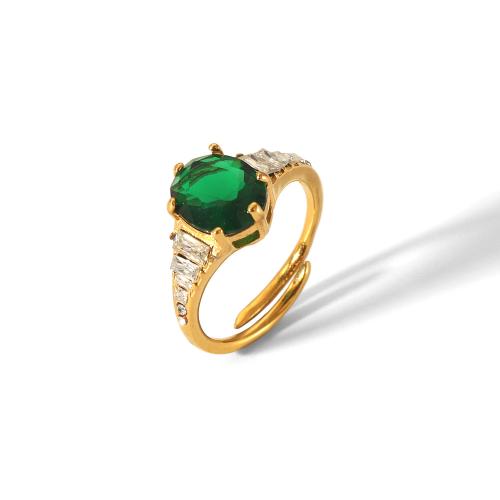 Cubic Zirconia nerezové prst prsten, 304 Stainless Steel, s Cubic Zirconia, módní šperky & pro ženy, více barev na výběr, 21x11.40mm, Prodáno By PC