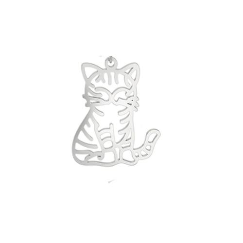 Edelstahl Tieranhänger, 304 Edelstahl, Katze, DIY & verschiedene Größen vorhanden, keine, verkauft von PC