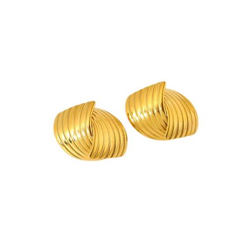 Stainless Steel Stud Earrings, 304 Stainless Steel, Vacuum Ion Plating, fashion jewelry & for woman, golden, 25x19mm, Sold By Pair