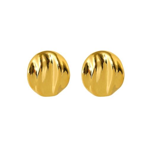 Stainless Steel Stud Earrings, 304 Stainless Steel, Vacuum Ion Plating, fashion jewelry & for woman, golden, 22.80x25mm, Sold By Pair