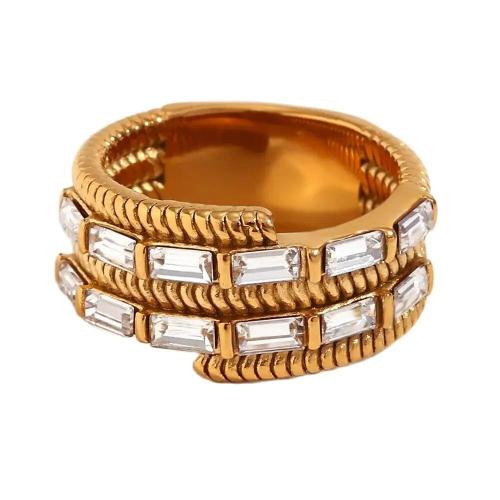 Rozsdamentes acél Finger Ring, 304 rozsdamentes acél, divat ékszerek & különböző méretű a választás & a nő, aranysárga, 10.90mm, Által értékesített pár
