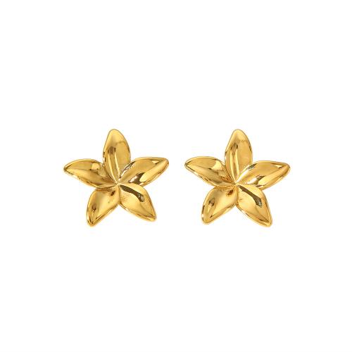 Stainless Steel Stud Earrings 304 Stainless Steel Lily Vacuum Ion Plating fashion jewelry & for woman 25mm Sold By Pair