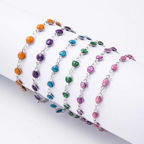 Stainless Steel Jewelry Bracelet, 304 Stainless Steel, with 5CM extender chain, silver color plated, different styles for choice & for woman & enamel, more colors for choice, Length:17 cm, Sold By PC