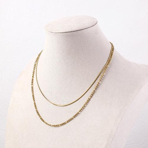 Titanstahl Halskette, goldfarben plattiert, Doppelschicht & für Frau, verkauft von PC