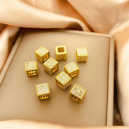 Perles cubes en laiton zircon Micro Pave, Placage, DIY & pavé de micro zircon, plus de couleurs à choisir, protéger l'environnement, sans nickel, plomb et cadmium, 7mm, Vendu par PC