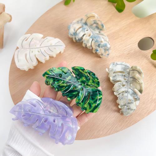 Hair Claw Clips, Acetate, Leaf, fashion jewelry, more colors for choice, 93x53mm, Sold By PC