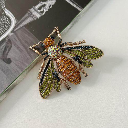 Tibetan Style Brooches, Insect, plated, fashion jewelry & with rhinestone, multi-colored, nickel, lead & cadmium free, 57x47mm, Sold By PC