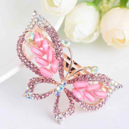 Hair Snap Clips Zinc Alloy Butterfly plated fashion jewelry & with rhinestone nickel lead & cadmium free Sold By PC