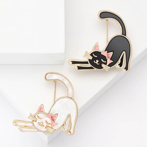 Zinc Alloy Brooches Cat plated fashion jewelry & enamel nickel lead & cadmium free Sold By PC
