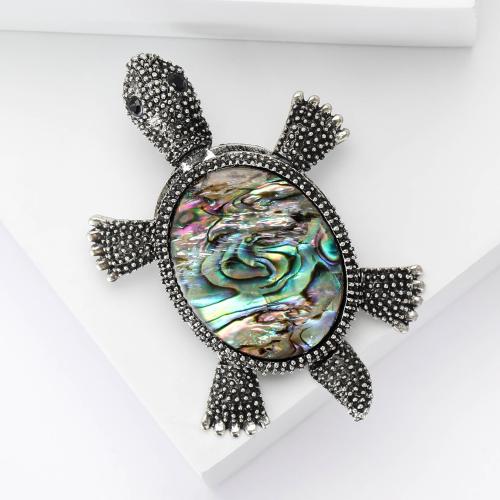 Tibetan Style Brooches, Turtle, plated, fashion jewelry & enamel, silver color, nickel, lead & cadmium free, 44x56mm, Sold By PC