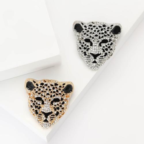 Tibetan Style Brooches, Leopard, plated, fashion jewelry & with rhinestone, more colors for choice, nickel, lead & cadmium free, 38x37mm, Sold By PC