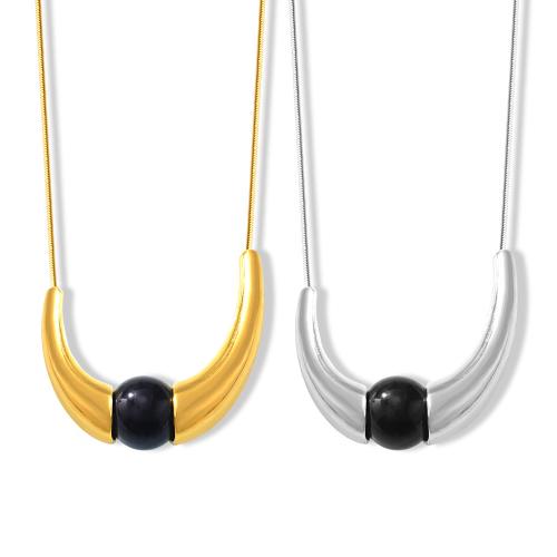 Titanstahl Halskette, mit Schwarzer Achat, mit Verlängerungskettchen von 5cm, plattiert, Modeschmuck & für Frau, keine, Länge:ca. 50 cm, verkauft von PC