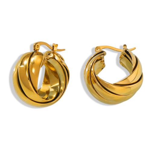 Titanium Steel  Earring, gold color plated, fashion jewelry & for woman, Sold By Pair