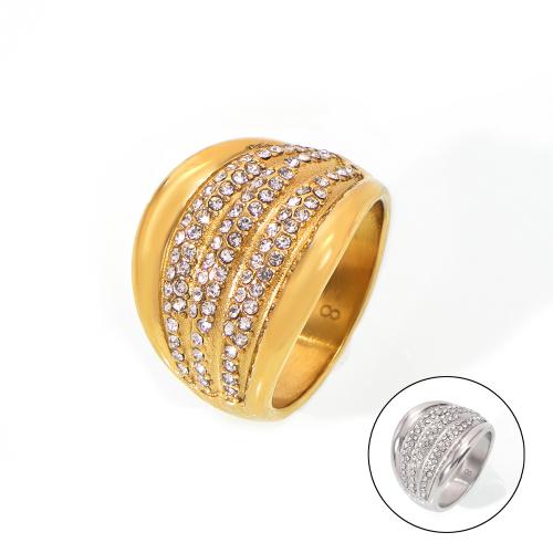 Titanium Steel Finger Ring plated fashion jewelry & for woman & with rhinestone Sold By PC